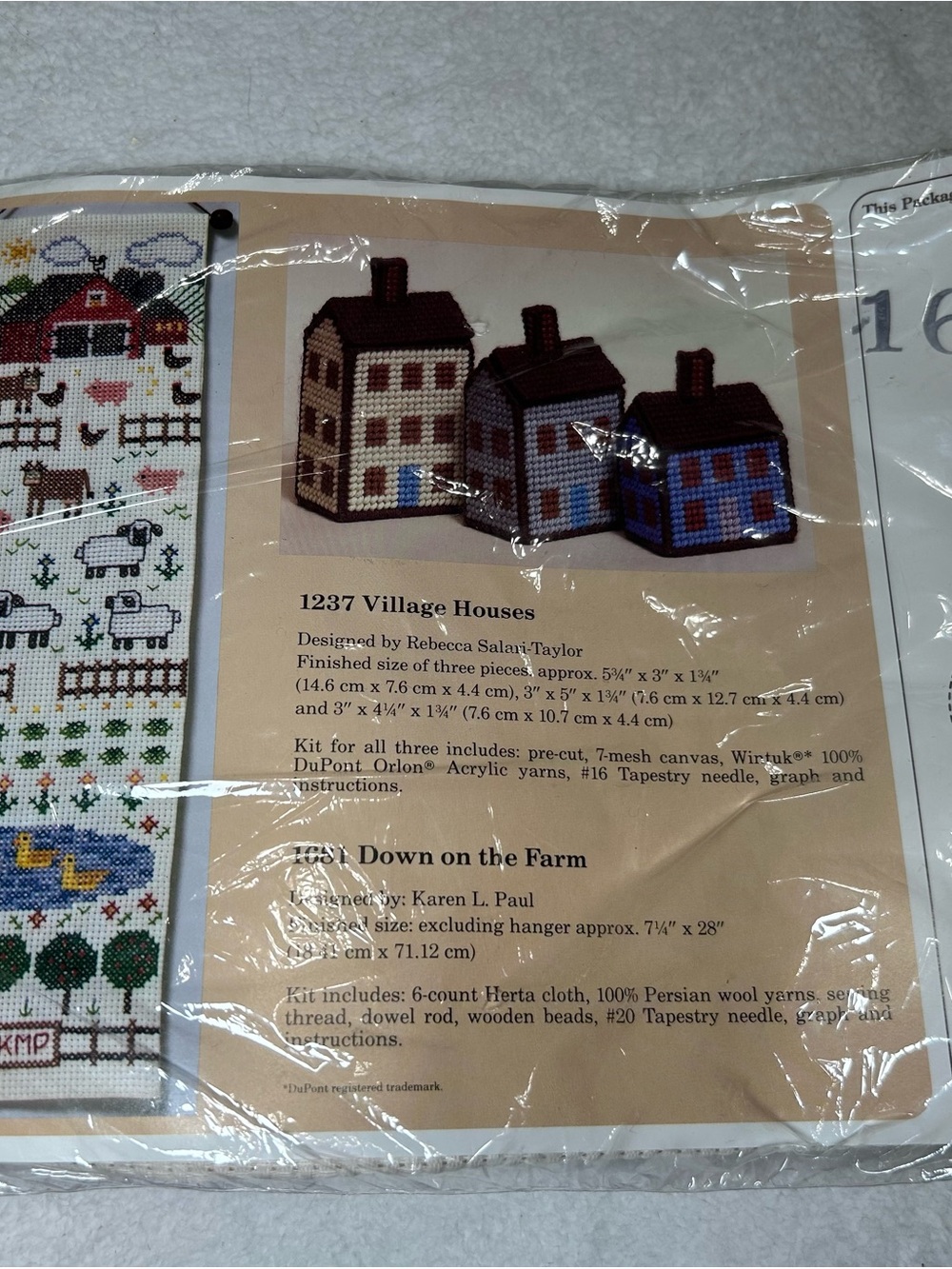 Source Unknown Village Houses Cross Stitch Pattern - Brown, Blue, Red, Tan